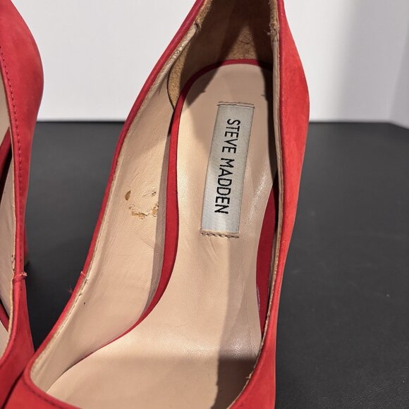 Steve Madden Lovey Red Suede Stiletto Pumps - Picture 11 of 16